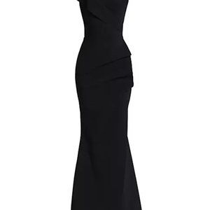 Chiara Boni La Petite Robe Velvet V-Neck Gown Black | Size 44 (US 8) Black 🖤